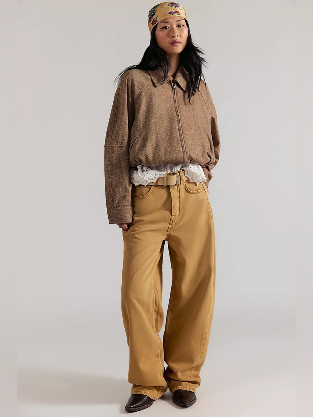 NWT FREE PEOPLE WE THE FREE Truro Baggy Puddle Jeans | Warm Rust $148 CURRENT - Picture 6 of 16